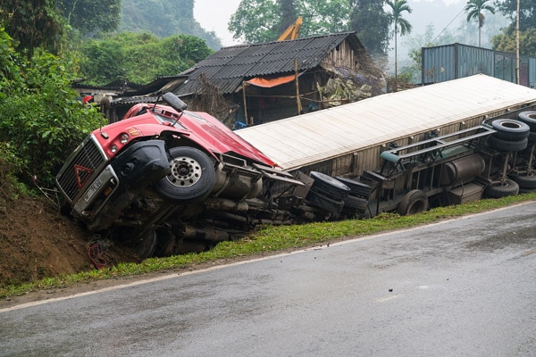 Collapsed truck